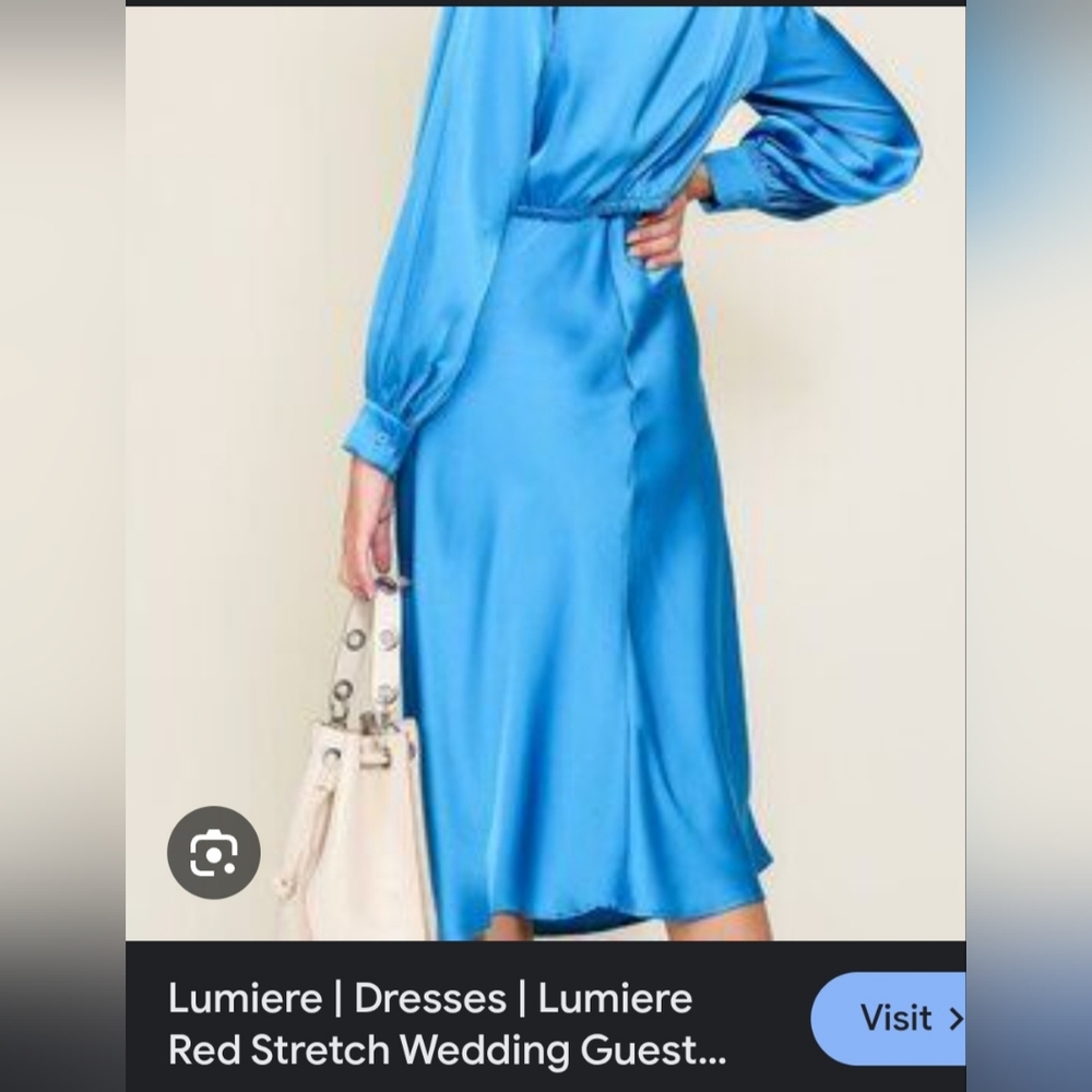 Blue Satin Tie-Front Dress